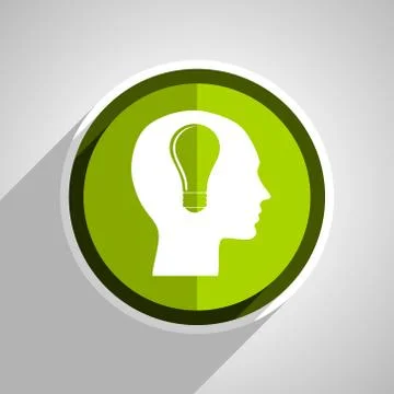 Head icon, green circle flat design internet button, web and mobile app illus Stock Illustration