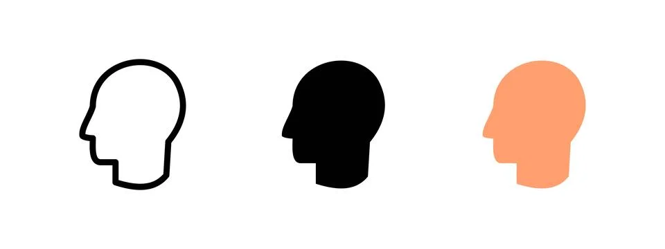 Head icon. Human face profile symbol. Identity and thinking sign.. Silhouet.. Stock Illustration