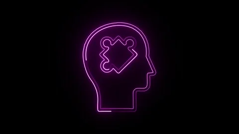 Head Icon Isolated on Black Background, Human Neon Line Motion Graphic Anim.. Vidéo 325613854