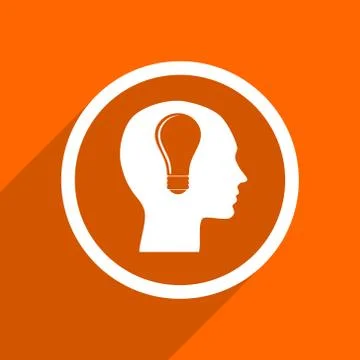 Head icon. Orange flat button. Web and mobile app design illustration Stock Illustration