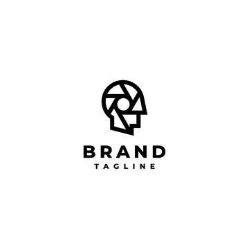 Head Icon with Shutter Motif Logo Stock Illustration