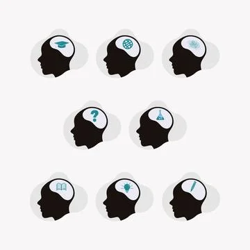 Head with icons design vector illustration. Knowledge and education concept Stock Illustration