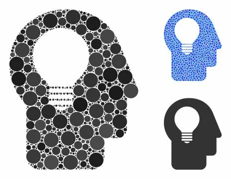 Head Idea Composition Icon of Round Dots Illustrazione stock