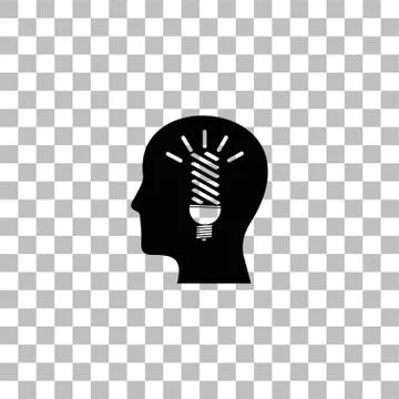 Head idea icon flat Stock Illustration