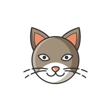 Head Image of Cat Bright Cartoon Vector Isolated Illustration
