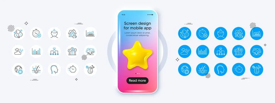 Head, Infographic graph and Restructuring line icons. For web app, printing Stock Illustration