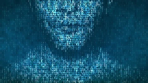 Head of internet hacker and artificial intelligence on neural network monitor Stock Footage 238075820