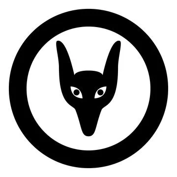 Head jackal icon in circle round black color vector illustration image solid  Stock Illustration