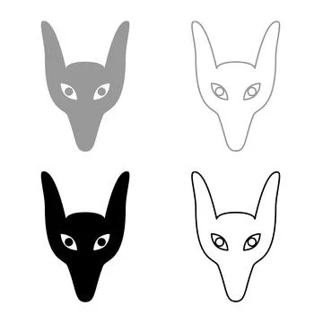 Head jackal set icon grey black color vector illustration image solid fill .. Stock Illustration