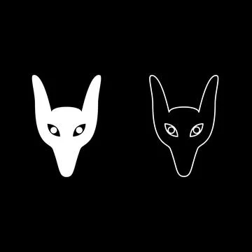 Head jackal set icon white color vector illustration image solid fill outli.. Stock Illustration