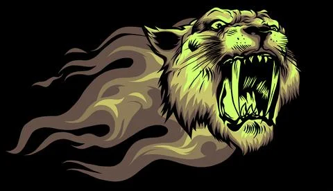 Head Jaguar with Flame Tattoo vector illustration 스톡 일러스트