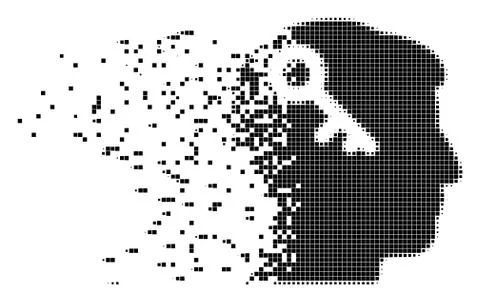 Head Key Dissolved Pixel Icon Illustrazione stock