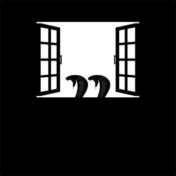 Head of the King Cobra Snake on the Windows Silhouette Stock Illustration