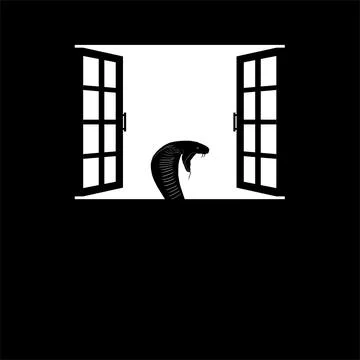 Head of the King Cobra Snake on the Windows Silhouette Stock Illustration