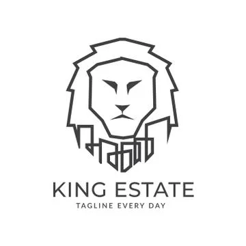 Head king lion for business real estate design logo Illustrazione stock