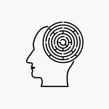 Head with labyrinth icon. Vector illustration Stock Illustration