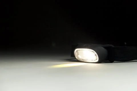 Head lamp. Camping concept. Light concept. Stock Photos