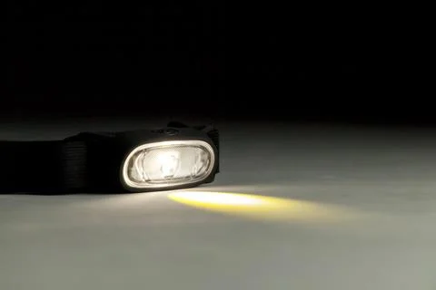 Head lamp. Camping concept. Light concept. Stock Photos
