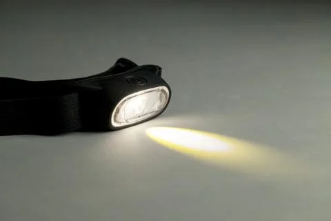 Head lamp. Camping concept. Light concept. 库存照片