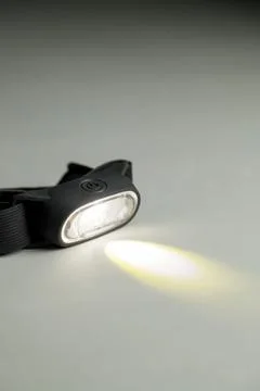 Head lamp. Camping concept. Light concept. Stock Photos