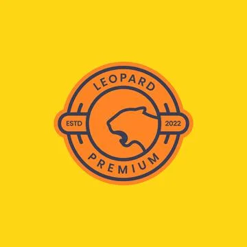 Head leopard roar wildlife forest carnivore minimal circle badge logo desig.. Stock Illustration