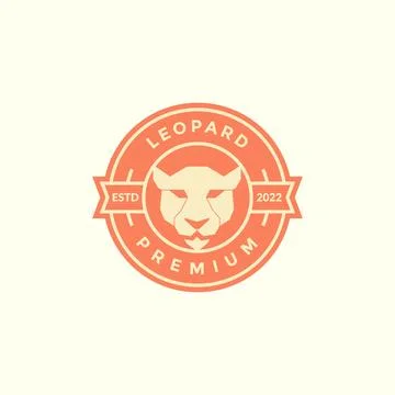 Head leopard simple colored badge logo design vector graphic symbol icon il.. Illustrazione stock