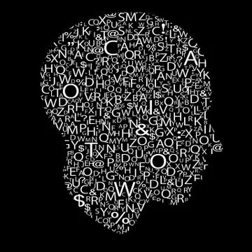 Head with letters Illustrazione stock