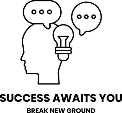 A head with a light bulb on it and the words success awaits you Stock Illustration