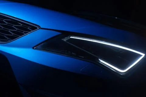 Head light of modern dynamic car. LED light Stock Photos
