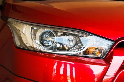 Head light of red car. Stock Photos