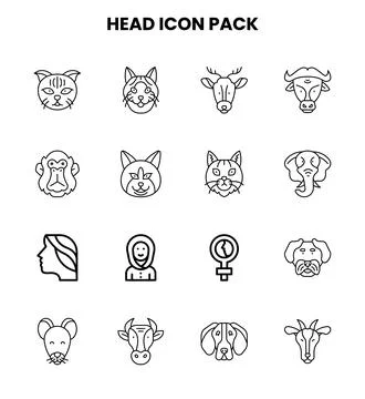 Head Line Collection Icons Pack Stock Illustration