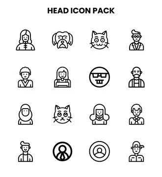 Head Line Collection Icons Pack Stock Illustration