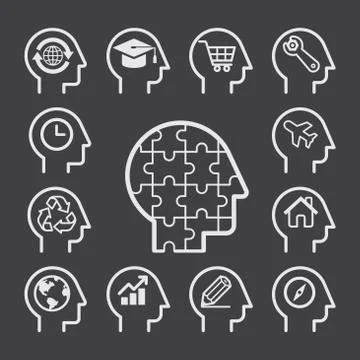 Head line icons set. Vector illustration. Stock Illustration