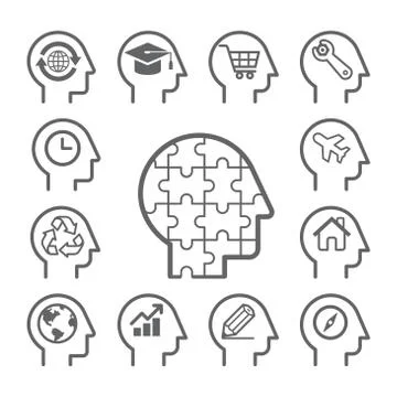 Head line icons set. Vector illustration. Stock Illustration