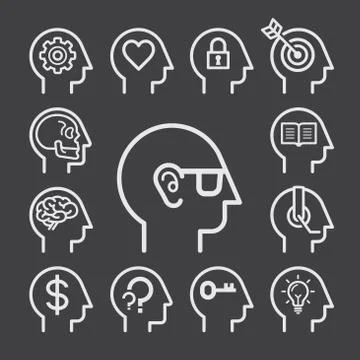 Head line icons set. Vector illustration. Illustrazione stock