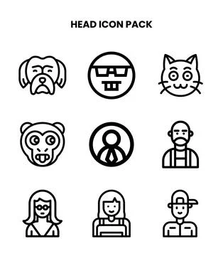Head Line Scalable Icons Pack Stock Illustration