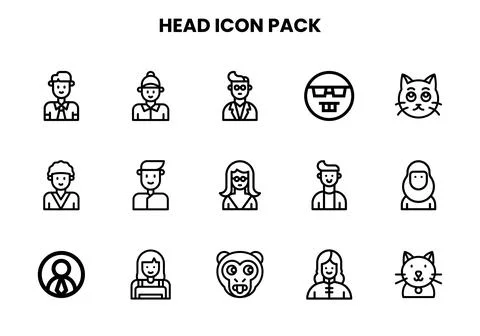 Head Line Set Icons Pack Stock Illustration