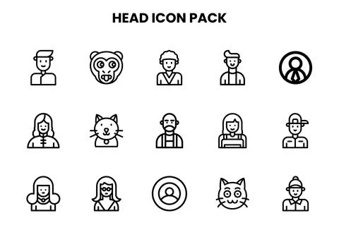 Head Line Set Icons Pack 스톡 일러스트