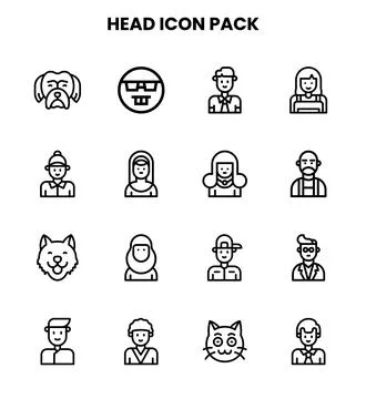 Head Line Set Icons Pack Stock Illustration