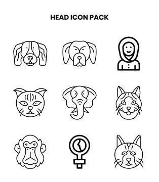Head Line UI Icons Pack Stock Illustration