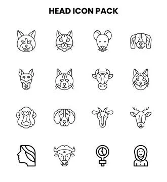 Head Line UI Icons Pack Stock Illustration