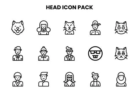 Head Line Vector Icons Pack 스톡 일러스트