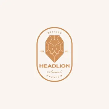 Head lion polygon badge logo design vector graphic symbol icon illustration.. Stock Illustration