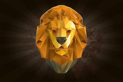 Head of lion from triangles. Stock Illustration
