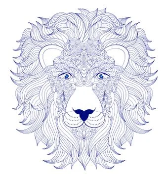 Head of lion on white background. Stock Illustration