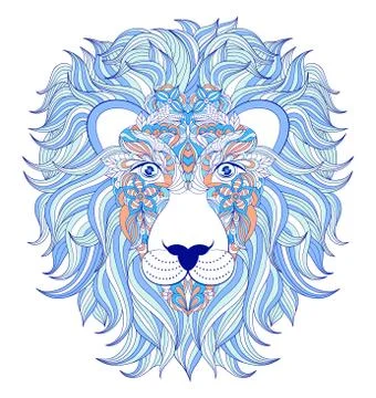 Head of lion on white background. Stock Illustration