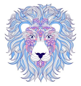 Head of lion on white background. Stock Illustration