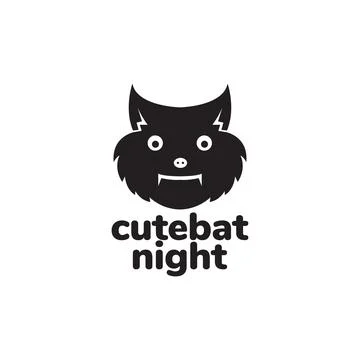 Head little bats black logo design vector graphic symbol icon illustration .. Stock Illustration