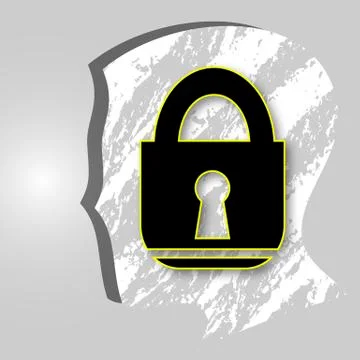 Head with a lock icon 스톡 일러스트