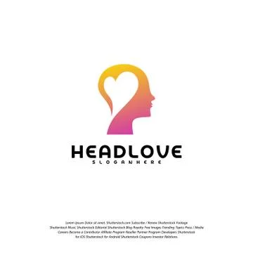 Head love logo vector, Head intelligence logo designs concept vector Stock Illustration